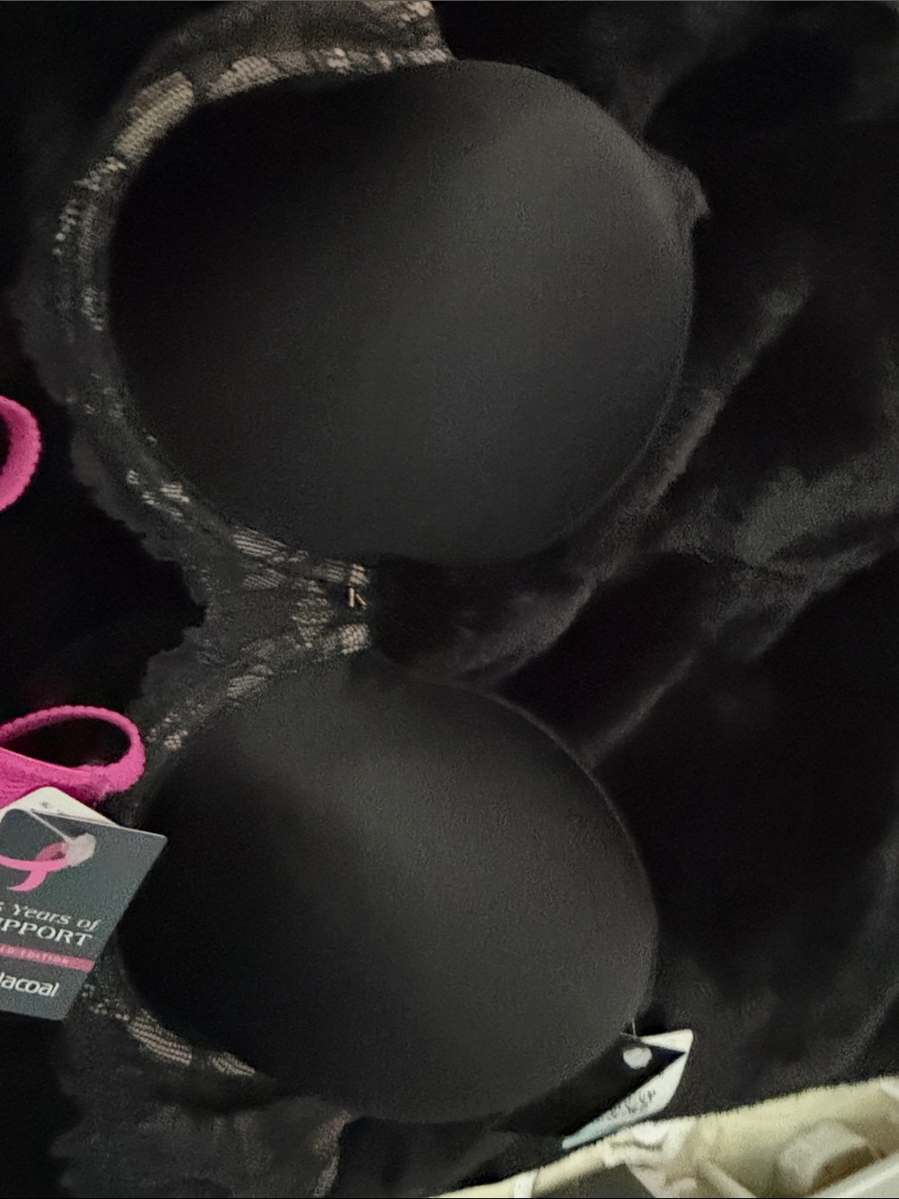 Wacoal Black Bra with Pink Accent Straps